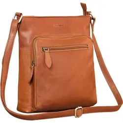 Benthill Umhängetasche Damen - Echt Leder Shopper in Braun - Umhängetasche aus hochwertigem Echtleder mit praktischem Reißverschlussfach und verstellbarem Schultergurt, ideal für stilvolle Outfits und den täglichen Gebrauch.