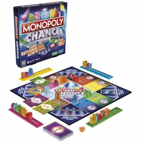 Monopoly Glück, schnelles Monopoly Brettspiel für die Familie, für 2 bis 4 Spieler, ca. 20 Min. (Französische Version)