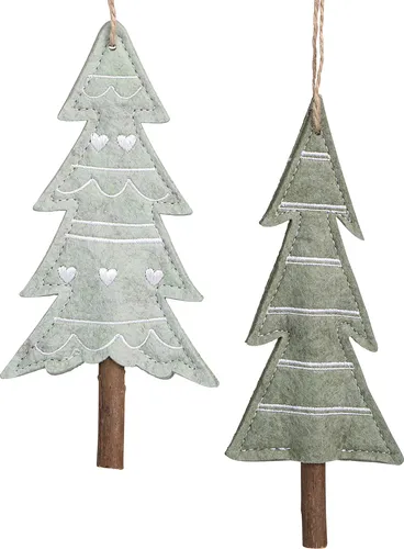 Hochwertiger Filz-Christbaumschmuck Tannenbäume für stilvolle Weihnachtsdeko, 4 Stück
