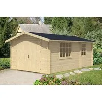 Alpholz Holzgarage Modell A-70 ISO Fichte Natur B 400 cm X T 598 cm