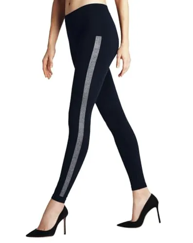 FALKE Damen Leggings Clean Intensity W Le - Blickdichte Leggings mit Glitzerstreifen für optimalen Tragekomfort, ideal für Ballett und Freizeit; rutschfest und knöchellang.