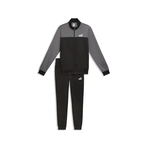 PUMA Herren Colourblock Trainingsanzug L, Black - Stylischer Herren Trainingsanzug im Colourblock-Design. Bequem und ideal für Sport und Freizeit mit durchgehendem Reißverschluss und Stehkragen.