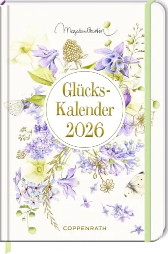 GlücksKalender 2026: violett: Durchgehend illustrierter Wochenkalender mit Eintragmöglichkeiten, Gummiverschluss und Leseband (Großer Wochenkalender)