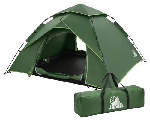ECD Germany Pop-Up Zelt für 3-4 Personen – Wasserdichtes Familienzelt mit Tragetasche - Praktisches Pop-Up-Zelt für 3–4 Personen – Ideal für Camping und Outdoor-Abenteuer. Der schnelle Aufbau in wenigen Minuten und das wasserdichte Material bieten optimalen Schutz bei jedem Wetter.