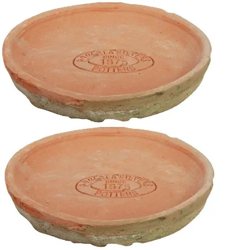 esschert design Übertopf 2er Set Aged Terracotta Untersetzer rund Ø 16,4 cm Planzen Blumen Topf