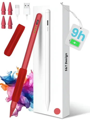 S&T Design Eingabestift für iPad USB-C (2018-2024) - Präziser Tabletstift mit Schnellladefunktion und 4 austauschbaren Spitzen. Ideal für kreative Anwendungen auf Apple iPads. Leicht und handlich für den täglichen Einsatz.