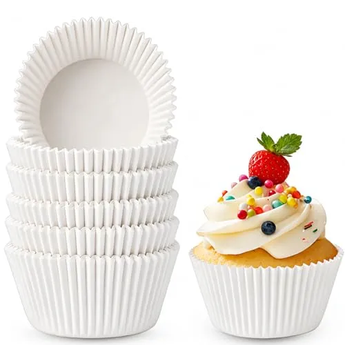 WENRENMK 100 Stück Muffinförmchen Papier, Weiße Cupcake Förmchen | Bodendurchmesser 5 cm x Breite 7 cm x Höhe 3,2 cm