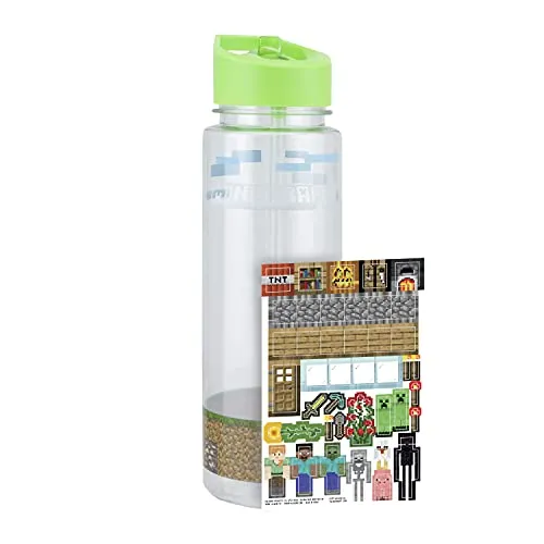 Minecraft Paladone Wasserflasche mit Bonus-Aufklebern | Offiziell lizenziertes Merchandise