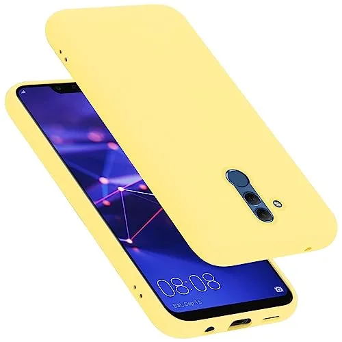 Cadorabo Hülle kompatibel mit Huawei Mate 20 LITE Hülle Silikon Handyhülle für Mate 20 LITE Case aus flüssigem Silikon- Kratzfeste und stoßfeste dünne TPU Schutzhülle - Liquid GELB