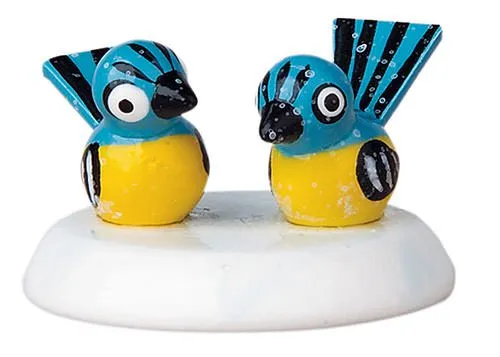 Hubrig Meisenpaar Vogel Figurine Natur Holzfarben Vögel Traditionell Dekorativ, Weihnachten, Geschenk 2 Stück
