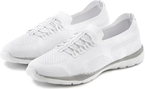 LASCANA Damen Sneaker Slipper aus leichtem Meshmaterial, Gr. 40, weiß - Hochwertige Halbschuhe für Damen, VEGAN und sportlich. Ideal zum Reinschlüpfen mit elastischen Schnürbändern für optimalen Komfort.
