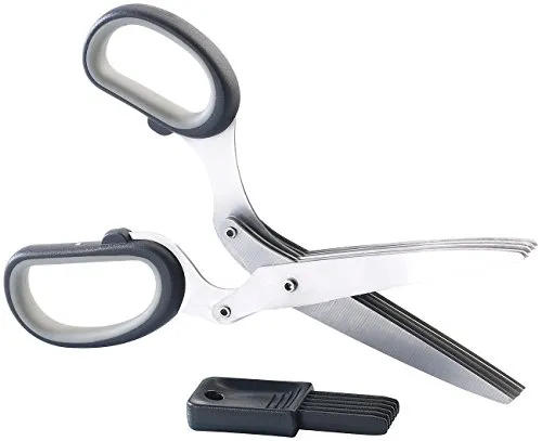 Rosenstein & Söhne Schnittlauchschere: Kräuterschere mit Reinigungskamm (Scheren, Kräutermesser-Schere, Haushaltsschere)