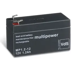 Powery Bleiakku (multipower) MP1,2-12 Vds kompatibel mit Panasonic LC-R121R3PG - Schwarz
