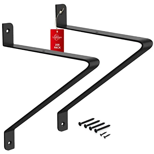 LouMaxx Regalhalterung Gala 2er Set Regalträger, Design Regalhalter in Schwarz, Regalwinkel, Moderne Wandregal Halterung 25x22 cm