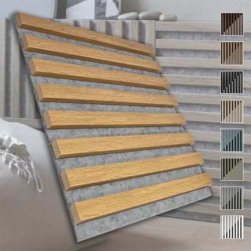 MARBET DESIGN Akustikpaneele 40x40cm - Grau mit Eiche hell - Akustikpaneele für individuelle Wandgestaltung, schallabsorbierend und einfach zu montieren. Ideal für moderne Interiors und verbesserte Raumakustik.