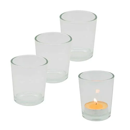 STK. Teelichthalter aus Glas zum selbst gestalten Teelichtgläser Kerzenständer Rohling Variantenwahl, Größe:D 45 mm | H 65 mm, Farbe:transparent 4