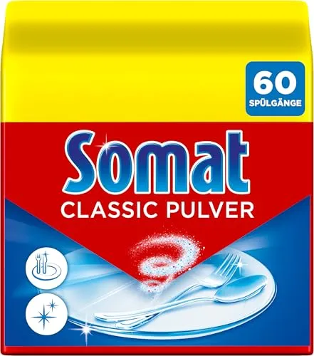 Somat Spülmaschinenpulver Classic, 960 g - Spülmaschinenpulver für 60 Spülgänge, sorgt für kraftvolle Reinigung und strahlenden Glanz ohne Phosphat. Ideal für Eco- und Kurzprogramme.