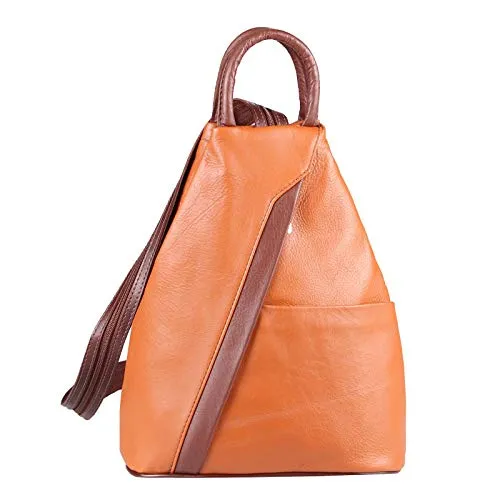 OBC Made in Italy Damen echt Leder Rucksack - Damen-Rucksackhandtaschen aus hochwertigem Nappaleder, modern und praktisch mit Rucksack- und Schultertaschenfunktion, ideal für Alltag und Reisen.