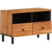 vidaXL TV-Schrank aus massivem Akazienholz 70x33x46 cm - TV-Halterungen aus robustem Akazienholz mit viel Stauraum und stabilen Eisenbeinen – ideal für ein stilvolles Wohnzimmer!