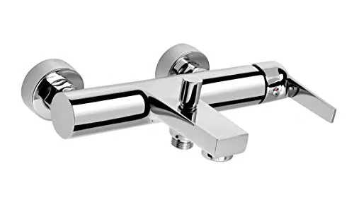 Deante SAFFRON Badewannenarmatur - Einhebelmischer mit seitlichem Griff - Badewannenarmatur mit arretierbarem Umsteller für Wanne/Brause und langlebiger keramisch-dichtender 35 mm Kartusche für zuverlässigen Wasserfluss.