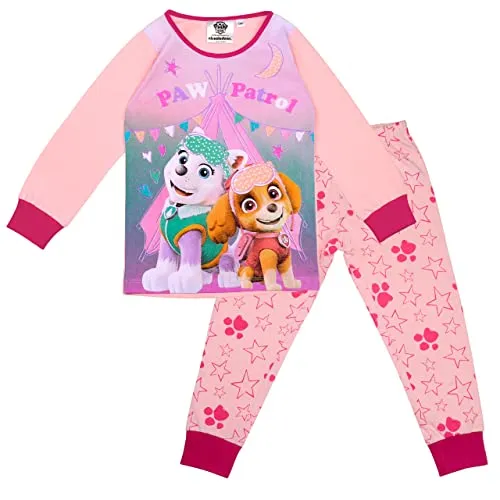 PAW PATROL Mädchen Schlafanzug Pyjama Langarm Skye (Rosa, 128)