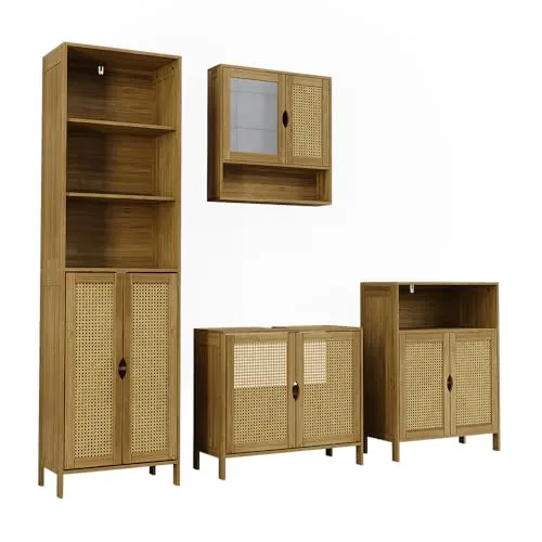 Vicco Badmöbel-Set, Grün, 8 Fächer, 60x80x29 cm - Praktisches Badezimmer-Set mit Waschbeckenunterschrank und Hochschrank. Das moderne Design schafft zusätzlichen Stauraum und sorgt für Ordnung. Pflegeleichtes Material und harmonische Gestaltung für ein stilvolles Ambiente.