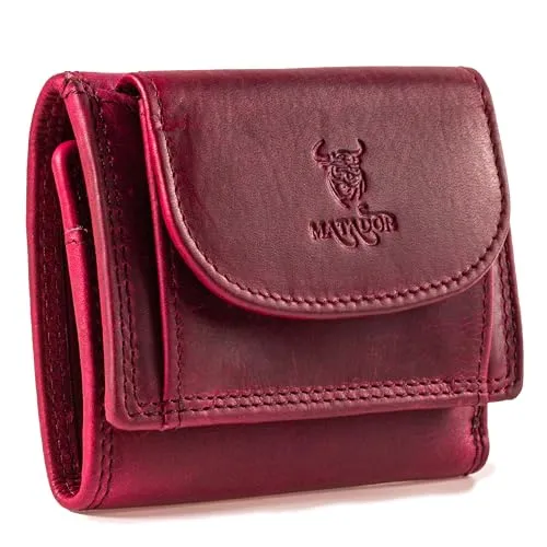 MATADOR Mini Portemonnaie Damen Leder #GENF - Damen-Geldbörsen mit elegantem Design und RFID Blocker, handgefertigt aus hochwertigem Echtleder, ideal für sich selbst oder als Geschenk.