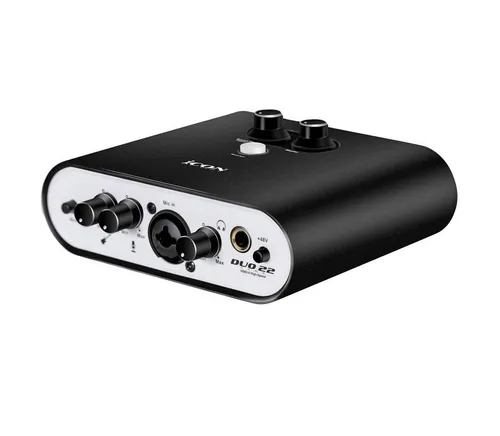 iCON Duo22 Dyna Live USB Audio Interface - Audio-Interface mit 24-Bit 192KHz, ideal für professionelle Aufnahmen. Hohe Dynamik von 127dB und vielseitige Konnektivität für Mac, PC und SmartDevices.