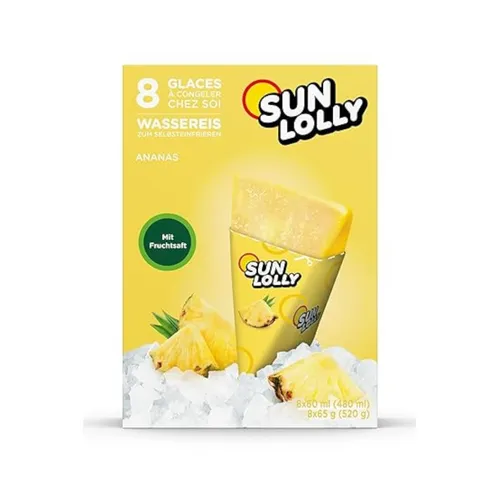 Sun Lolly Ananas Wassereis 8x60ml zum Selbsteinfrieren Packung 480ml