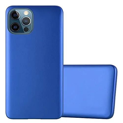 Cadorabo Hülle kompatibel mit Apple iPhone 12/12 PRO Schutzhülle TPU Silikon Case Metallic Design Slim Kratzfest Weiche Gummi mit Rundumschutz Case Hülle für iPhone 12/12 PRO in Blau