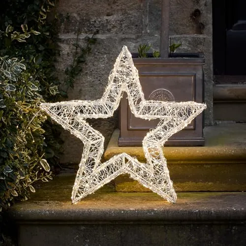 38cm 500er LED Stern warmweiß - 3D Weihnachtsbeleuchtung mit 500 warmweißen Micro-LEDs, ideal für festliche Akzente drinnen und draußen