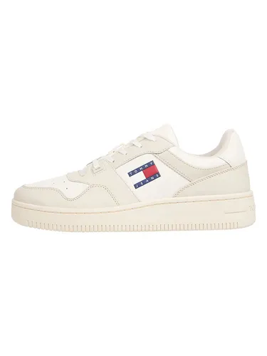 Tommy Hilfiger Herren Leder-Sneakers in Creme/Beige, Größe 41 - Stylische Herren Sneaker von Tommy Hilfiger aus hochwertigem Leder, mit rutschhemmender Sohle und verstärkten Kappen - ideal für jeden Anlass.