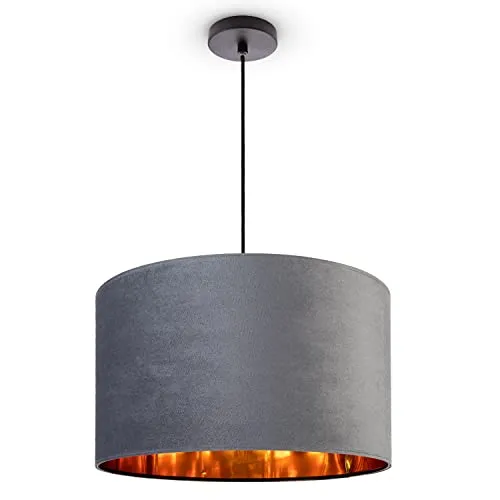 Paco Home Deckenlampe Pendelleuchte Velours - Hängeleuchte mit edlem Velours-Lampenschirm, ideal für Wohnzimmer, Esszimmer oder Schlafzimmer. Luxuriöse Optik und hochwertige Materialien sorgen für stilvolle Akzente.