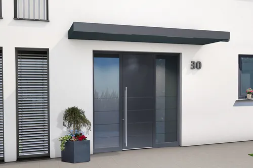 Gutta BS Plus 300 Haustürvordach mit Wasserspeier rechts Anthrazit 251-300 cm