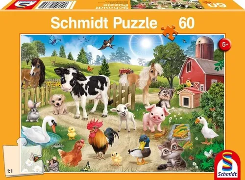 SCHMIDT SPIELE PUZZLE ANIMAL CLUB BAUERNHOFTIERE 60 TEILE