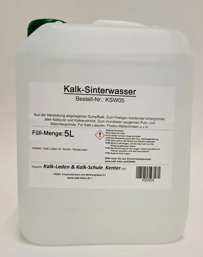 Kalk-Sinterwasser, hochrein, zum Festigen und Vornässen von Untergründen, 5 Liter, im Kanister
