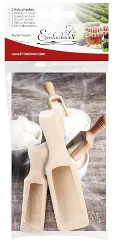 Einkochwelt Holzlöffel Set (2 Stück, Länge 8 cm + 11 cm, Löffel für Gewürze, Zucker, Mini Löffel, Teelöffel, Dosierlöffel) 48782