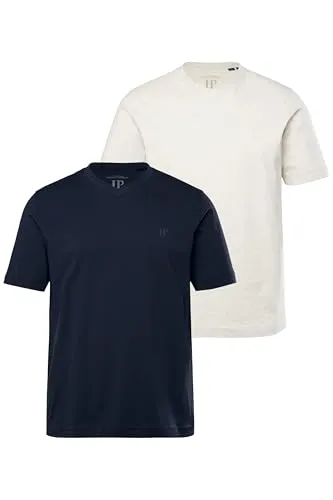 JP 1880 Herren T-Shirts Übergrößen L-8XL, V-Ausschnitt, 2er-Pack - T-Shirts für Herren in Spezialgrößen bis 8 XL, bequeme Passform im 2er-Pack, geprüft nach Ökotexstandard 100 für höchste Qualität.