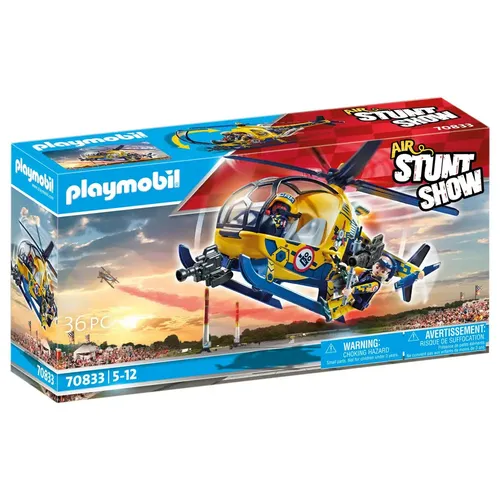 PLAYMOBIL Air Stuntshow 70833 - Filmcrew-Helikopter - Spielfigur Spielsets mit schwenkbarer Frontkamera, ideal für aufregende Stuntshows. Robustes Design, perfekt für Kinder ab 5 Jahren.