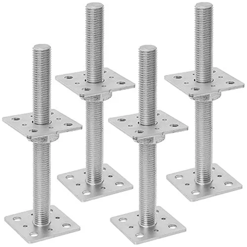 Höhenverstellbare Pfostenträger 80x250mm - 4er Set - Stütze für Garten und Bau, ideal für eine flexible Höhenanpassung und stabile Fundamentierung.