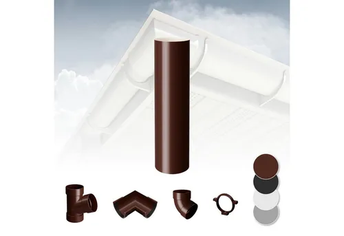 RainWay Dachrinne, Regenrinnen System (Fallrohr) - PVC-U Kunststoff in 4 Farben, für Dachflächen < 100m² empfohlen, Kunststoffrinne Carport Entwässerung