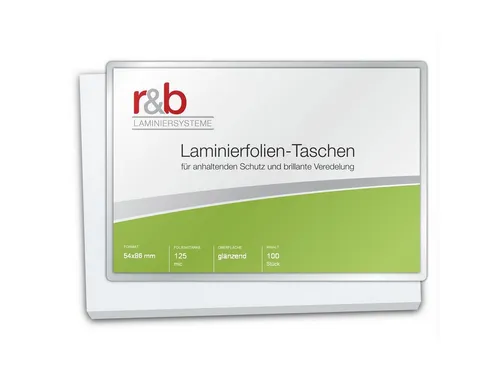 r&b Laminiersysteme Schutzfolie Laminierfolien Credit Card (54 x 86 mm), 2 x 125 mic, glänzend