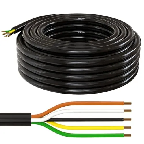 Lumonic 5m FLRYY Fahrzeugleitung 5x1,5mm² schwarz | 5-adrig | Anhängerkabel | mehradriges KFZ-Kabel | Öl- und Kraftstoffbeständig, flammwidrig | Niedervolt