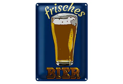 Roomando Metallschild Blechschild 20x30cm frisches Bier Bierglas