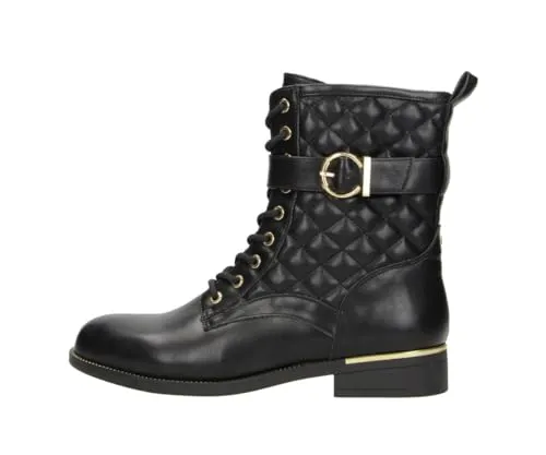 Fitters Damen Stiefelette Kata Schwarz, Übergrößen Damenschuhe - Wanderschuhe in Übergröße mit komfortablem Blockabsatz, aus veganem Leder und praktischem Reißverschluss für einfaches An- und Ausziehen.