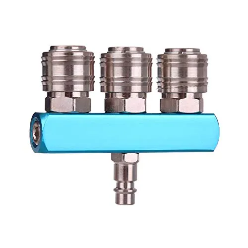 Druckluft Verteiler Druckluftschnellkupplungen Set 3-Wege 3x Schnellkupplung