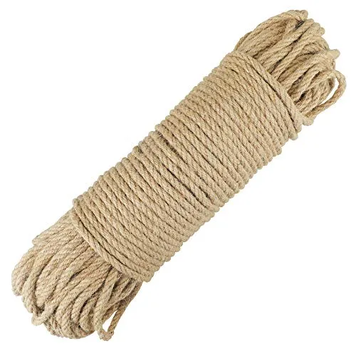 jijAcraft Juteseil 6mm Dicke Jute Schnur, 50M Juteseil Tau Seil, Garten Jute Schnur für DIY, Haus Dekoration, Handwerk, Gartenarbeit