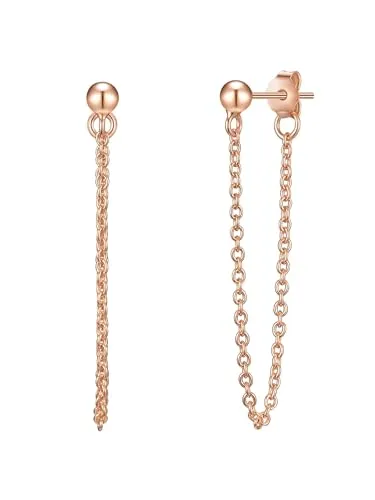 Glanzstücke München Damen Ohrstecker 925/- Sterling Silber rosévergoldet - Ohrringe für Damen, mit praktischem Steckverschluss für hohen Tragekomfort und eleganter Länge von ca. 33 mm.