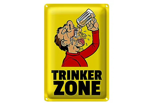 Roomando Metallschild Blechschild 20x30cm Trinkerzone Bierkrug