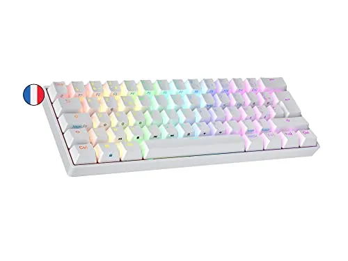 Ranked N60 Nova Mechanische 60 Prozent Tastatur | Hotswap Gaming Keyboard | 62 Programmierbare Tasten mit RGB Beleuchtung | PC/Mac Gamer | AZERTY Französisches (Weiß, Gateron Pro Yellow)